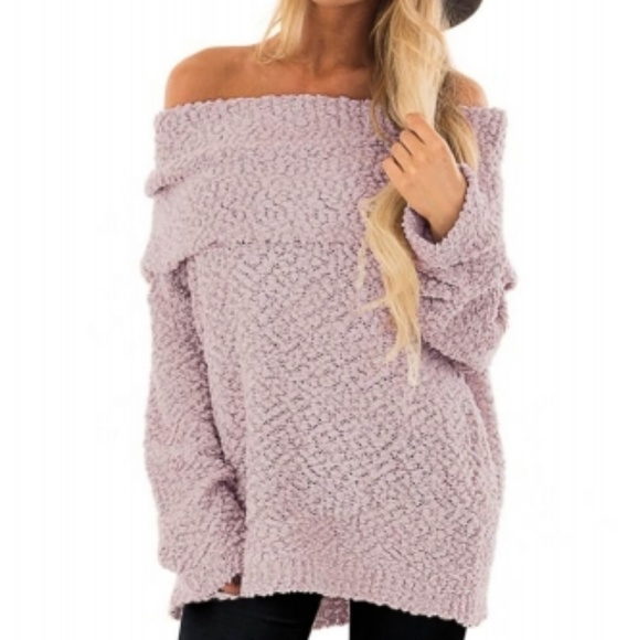 Starlights Fashion Sweaters - Pink Off The Shoulder Comfy Sweater